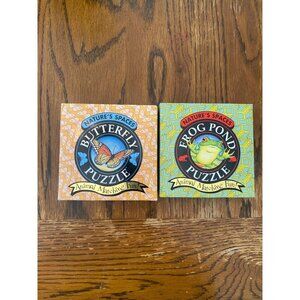 Nature's Spaces Triangle Puzzles Set of 2 Butterfly and Frog
